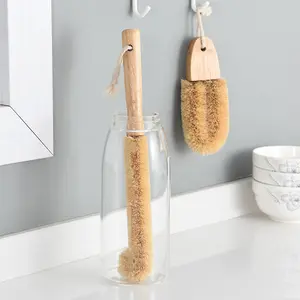 Umwelt freundlich All Nature Haushalt Lang griff Bambus Holz flaschen bürste Geschirr reinigung Peeling Sisal Palm Küchen bürste