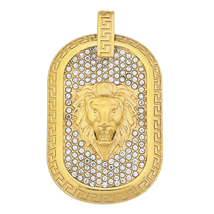 Waterproof Lion Head Pendant Marlary Fashion Necklace Design Stainless Steel Pave Zircon Diamond Lion Head Gold Pendant - Product Image 4