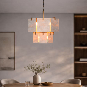 Natural Travertine Chandelier Modern 2-Tier Stone Pendant Light Hanging <b>Lighting</b> for Hotel & Restaurant <b>Decor</b> Living Room - Product Image 3