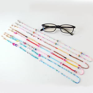 Cadena para Gafas y Mascarilla, con Cuentas de Colores Mezclados, Antideslizante, de Aleación, con Resorte, Estilo Europeo y Americano 2024, Patrón de Letras, Poliéster - Product Image 3