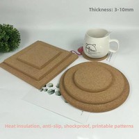 Sous-verres et supports de casseroles en liège de couleur unie, carrés et ronds, isolants thermiques, antidérapants, avec bords arrondis