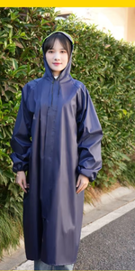 Impermeable con Franjas Reflectantes, Gabardina Larga, Chaqueta Impermeable, Ropa de Exterior Ligera, Traje Impermeable para Senderismo - Product Image 3