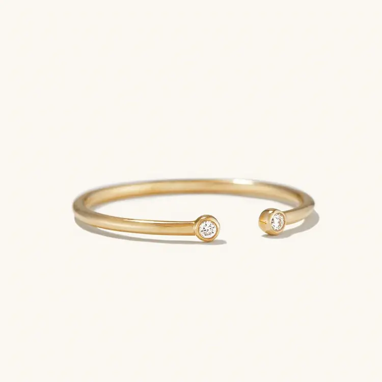 Eleganti gioielli impilabili da donna anelli aperti con diamanti in argento sterling 925 placcato oro 14k per le donne