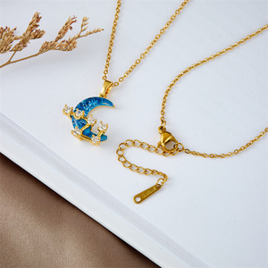 La migliore vendita femminile in acciaio inox Charm clavicola catena <span class=keywords><strong>cielo</strong></span> stellato luna <span class=keywords><strong>collana</strong></span> con pietra di zircone stile classico per il regalo - Product Image 5