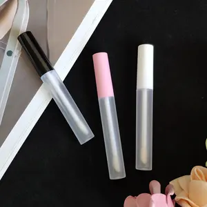 Custom 3ml Light Pink Frosted Lip Gloss Tubes Container Private Label 100 Empty Slim Matte Lipgloss Wand Tubes With Wands