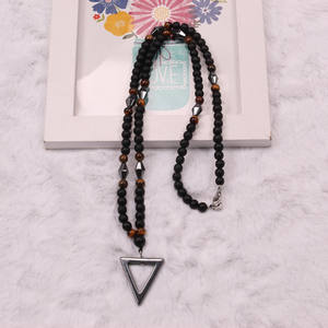 Collar con Colgante Triangular de Siete Pulsos Magnéticos, Ojo de Tigre, Ágata Negra Mate, Joyería de Moda Masculina para Uso Diario - Product Image 1