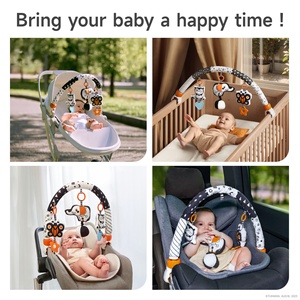 Tumama Kids Travel Activity Arch Toys Black and <strong>White</strong> High Contrast Education Toy Baby Stuffed <strong>Elephant</strong> Hanging Teeth Rattle - Product Image 4