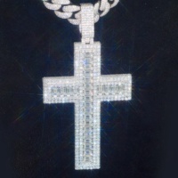 Pendentif Croix Moissanite VVS 4 pouces style rappeur, serti de diamants taille baguette, en argent 925, pendentif Hip Hop pour hommes et femmes
