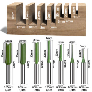 Green Straight Milling Cutter 7 Pc Set 1/4 Shank Carbide 2 Flutes For Woodworking Cnc Machining Center - Product Image 3