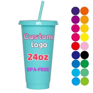 Gobelet en plastique coloré personnalisable avec logo, 24 oz, réutilisable, grande capacité 710 ml, pour les fêtes au bord de la piscine, les rassemblements, les anniversaires - Product Image 1