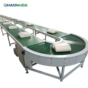 45 90 180 degree PVC curve circular box turning belt conveyor of CHAOMAI automated model assembly line