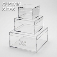 Boîtes de rangement rectangulaires en acrylique transparent personnalisées en gros, écologiques, multifonctionnelles, transparentes comme du cristal, directement de l'usine