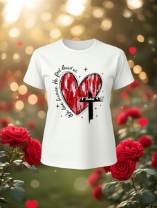 T-shirt da donna a maniche corte girocollo con stampa a cuore e lettere, traspirante, leggera, casual, 100% cotone, primavera estate - Product Image 2