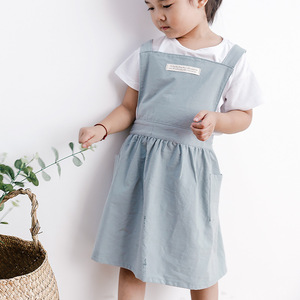 Children's Denim Apron Solid Color A-Line Anti-Fouling For Girls Dress Style - Product Image 3