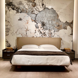 Atmosphère haut <span class=keywords><strong>de</strong></span> gamme Curry Designer minimaliste italien Tête <span class=keywords><strong>de</strong></span> <span class=keywords><strong>lit</strong></span> mince Selle <span class=keywords><strong>Suspension</strong></span> en cuir Alys Bed - Product Image 6