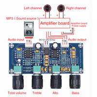 XH-M164 NE5532 Stereo preamplifikatör öncesi ton kurulu ses 4 kanal amplifikatör modülü 4CH kontrol devresi telefon Preamp