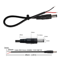 Connecteur mâle DC5525 5,5*2,5 mm, câble d'alimentation DC 12V 24V pour CCTV, 20 cm, 22AWG