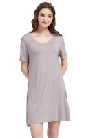 Damen Kurzarm Nachthemd Weiche Bambus Nachtwäsche V-Ausschnitt Schlaf hemd Nacht kleid Nachthemd für Frauen