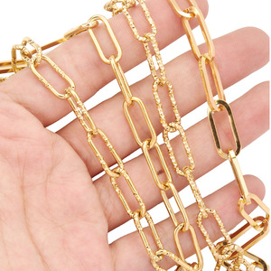 Stainless Steel 7mm Wide Gold Plated Chain Oval Patterned Decorative Chain For Beading Supplies - Product Image 1