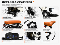 Vélo de montagne électrique pour femme, 24/26 pouces, cadre bas, 7 vitesses, freins à disque, batterie dissimulée, moteur moyeu arrière sans balais, lithium