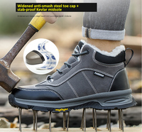 Chaussures de sécurité chaudes d'hiver à embout d'acier, doublées de fausse fourrure, semelle intermédiaire anti-perforation en Kevlar, semelle extérieure en caoutchouc antidérapante, bottes de travail