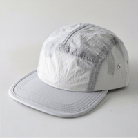 Gorra de béisbol transpirable de poliéster de 6 paneles con visera plana, de secado rápido, a cuadros, de color liso, para camping y deportes, al por mayor.