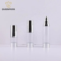 Usine directe 15ml 30ml 50ml argent plastique bouteille de lotion sans air rechargeable crème liquide cosmétiques conteneur