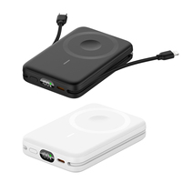 Banco de Energía Magnético Portátil de 10000 mAh con Pantalla Digital, PD20W, SCP22.5W, Cable USBC Integrado, para Teléfono y Reloj