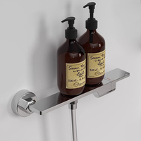 Système de douche en laiton massif chromé avec pommeau pluie, douchette à main et mitigeur mural pour projets hôteliers et d'appartements