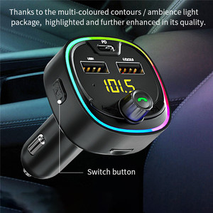 BT08D QC3.0 PD USB chargeur rapide transmetteur FM mains libres <span class=keywords><strong>voiture</strong></span> Charge Radio Audio compatible sans fil <span class=keywords><strong>voiture</strong></span> cerf-volant lumière LED MP3 - Product Image 4