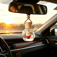 Bouteilles diffuseurs de parfum en verre de 10 ml, vides, en forme de boule de Noël à suspendre, flacons d'arôme pour voiture avec bouchon en bois, ornement de dessin animé