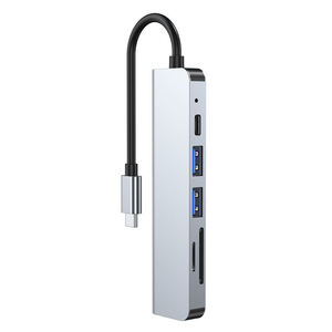 6-in-1 <span class=keywords><strong>USB</strong></span>-C アルミニウム合金 ドッキングステーション OTGアダプター <span class=keywords><strong>USB</strong></span> 3.0 マルチポート充電 ラップトップ SD/マイクロカード ストック - Product Image 3