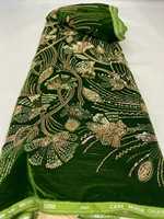 Tissu en dentelle florale africaine de haute qualité, velours brodé nigérian avec sequins, antistatique, 100 % polyester, écologique, pour chaussures
