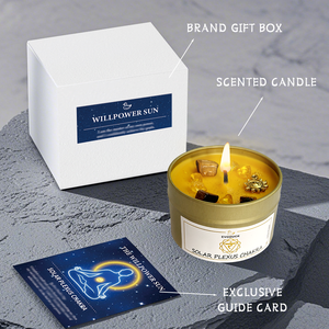 Etichetta personalizzata Eco Friendly di lusso Yoga meditazione dolce arancione plesso solare profumato Chakra candele con cristallo - Product Image 3