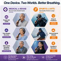 Moniteur respiratoire intelligent en alliage d'aluminium avec affichage de la fonction pulmonaire en temps réel via l'application, double canal inhalation/exhalation, 3 niveaux de résistance