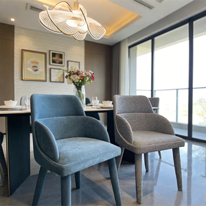 Sedia da Pranzo Moderna <span class=keywords><strong>in</strong></span> Velluto di Lusso, Seduta Minimalista Nordica per Cucina, Poltrona Imbottita con Schienale Alto per Trucco e Arredamento Casa - Product Image 2