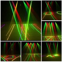 Lumière laser de fête disco DJ RG 4 têtes avec 4 tunnels et 4 yeux, source lumineuse fluorescente 30W