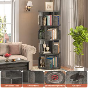 Modern Custom Bookcases Wooden <strong>Library</strong> <strong>Bookself</strong> Rotating Solid Wood Bookcase Contemporary - Product Image 2