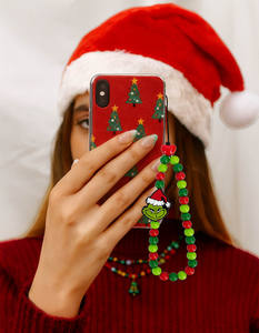 Cadena de muñeca estilo boho para teléfono móvil, llaves, tarjeta de identificación, con cuentas de arcilla, letras, amor y mariposas, ideal para el verano. - Product Image 5