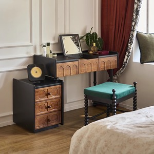 Eiffel Dressing <b>Table</b> <b>Vanity</b> With <b>Mirror</b> And Storage Drawers For Bedroom Adult Use Modern Minimalist Style - Product Image 1