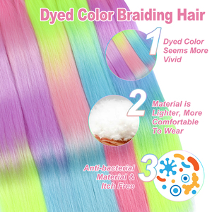 Giallo verde <span class=keywords><strong>viola</strong></span> colore rosa tinto facile treccia, nuovo Design colore brillante Pre stirato capelli intrecciati per la vendita - Product Image 3