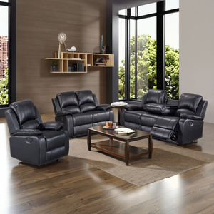 White Air Leather Reclining Sofa Set with Padded Arms and Pillow Back for Living Room Contemporary Style - Product Image 3