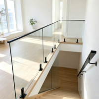 Support de balustrade en verre sans cadre en acier inoxydable moderne personnalisable avec finition noire pour escaliers et balcons extérieurs