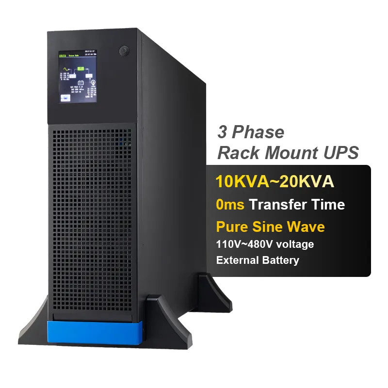 20KVA 40KVA UPS ราคาดีไม่มีการหยุดพักแร็คเมาท์1U 220V 380V 3เฟสถึง3เฟส10KVA 15KVA 20KVA 3เฟสพร้อมการสำรองข้อมูล2ชั่วโมง