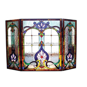 Fournisseur direct d'usine : Paravent de cheminée victorien pliable en verre teinté pour église, 3 pièces, taille 110*70CM - Product Image 5