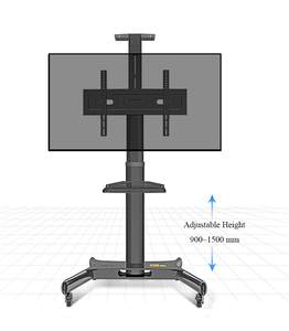 Chariot TV mobile Zeno pour téléviseurs de 32 à 60 pouces avec étagère pour boîtier TV, support TV, support de fixation, hauteur réglable, élévateur de télévision - Product Image 2