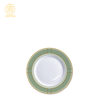 Service de table vert et or Renaissance, design classique, assiettes en porcelaine fine pour cadeau de mariage et repas raffinés