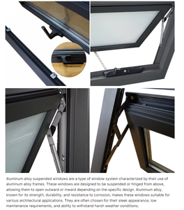 Ventana moderna para el hogar, doble triple acristalamiento, Master's Hurricane Impact, toldo abatible de aluminio insonorizado para aislamiento térmico - Product Image 6