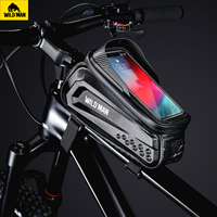 WILDMAN E10 Nouvelle Sacoche de Cadre de Vélo Rigide en EVA, Accessoire Étanche pour Tube Supérieur avec Support Téléphone Tactile pour Vélo