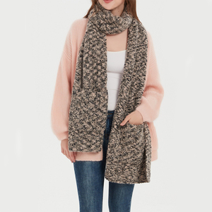 Syal panjang wol Alpaca proporsi tinggi hangat dengan saku bergaya 220CM selendang berbutir-butir syal panjang - Product Image 1